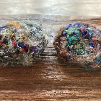 recycle silk ブローチピン 楕円 2点set-5の画像