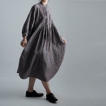 【wafu】【受注製作】Linen Dress 超高密度リネン ピンタックワンピース /茶鼠(ちゃねずみ) a006b-cnz1の画像