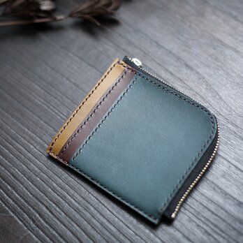 Ｌ字型ファスナーミニ財布（３色ストライプ）の画像
