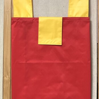 傘生地エコバック赤黄　フラップ付き（中）の画像