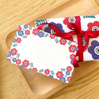 アネモネのメッセージカード 10枚入 名刺サイズ ギフト ラッピング プレゼント 花柄 北欧 おしゃれ バレンタインの画像