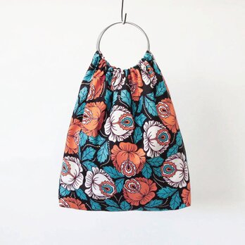 アフリカ布のリングハンドルバッグ（ボタニカル）大人可愛い お洒落の画像