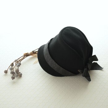 ウールメルトン帽子｜ブラック【 小さめ55・大きめ62 】オーダーサイズ　◇送料無料◇の画像