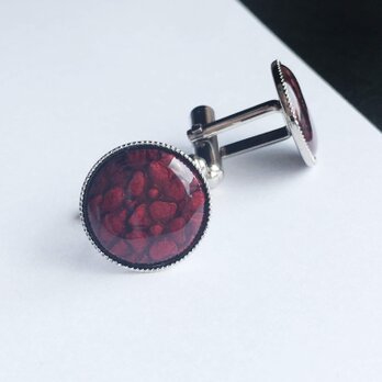 小花 【ルビー Ruby】七宝焼のカフスボタン カフリンクス  丹銅メタル七宝の画像