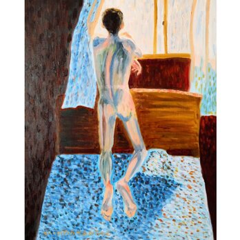 原画「　窓の外を眺める男　」P10・油彩画の画像