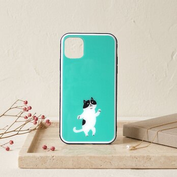 強化ガラススマホケース【ぽっちゃり猫】