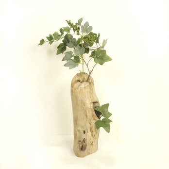【温泉流木】なめらかに美しい幹流木の2つ穴一輪挿し・花器 花瓶 流木インテリアの画像