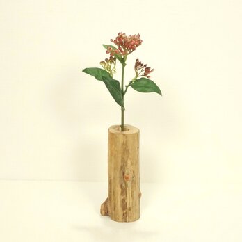 【温泉流木】赤茶に染まる枝跡がかわいい流木一輪挿し・花器001 花瓶 流木インテリアの画像
