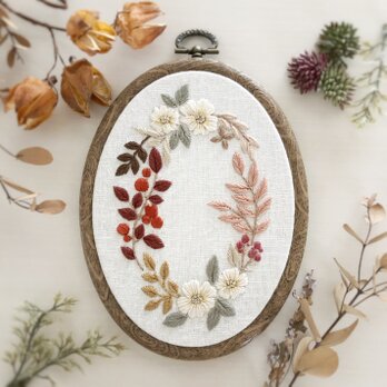 【刺繍キット】秋色植物の刺繍ミニフレームの画像