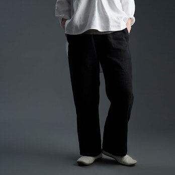 Linen Pants リラックスパンツ/ブラック b001o-bck2の画像