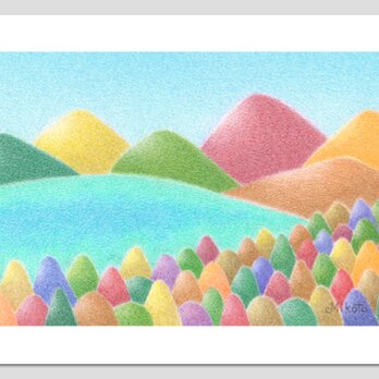 色彩の森(2Lサイズ。色鉛筆画。複製画)の画像