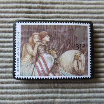 イギリス1985年　童話アーサー王切手ブローチ 7690の画像