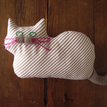 再販 >> " Stickitten" kitten loaf USAコットン／Diagonal Stripes ブラウンの画像