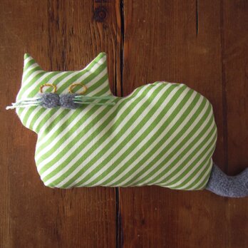 再販 >> " Stickitten" kitten loaf USAコットン／Diagonal Stripes グリーンの画像