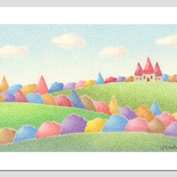 夢みる丘(2Lサイズ。色鉛筆画。複製画)の画像
