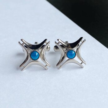 南十字星 【アクアマリン Aquamarine】七宝焼のカフスボタン カフリンクス  純銀胎七宝の画像