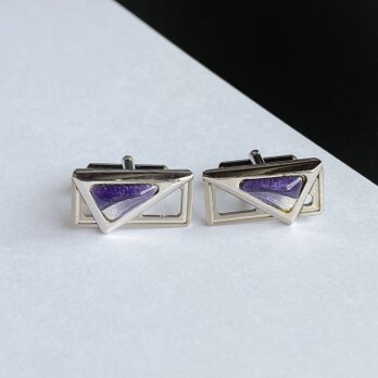 スペース 【アメジスト Amethyst】七宝焼のカフスボタン カフリンクス  純銀胎有線七宝の画像