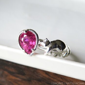 トルマリンと猫 リング ＊ Tourmaline & Cat Ringの画像