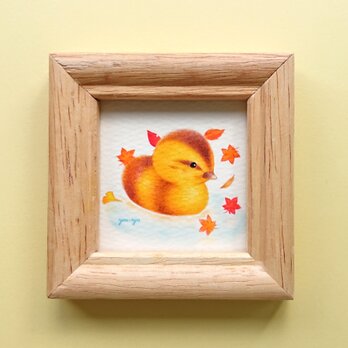 額付ミニイラスト 「カルガモちゃんの秋」の画像