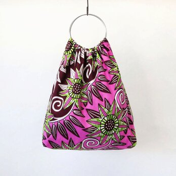 アフリカ布のリングハンドルバッグ（トロピカル）大人可愛い お洒落の画像