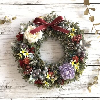 【煌めくクリスマス！】ホワイトローズのスモーキーリースの画像