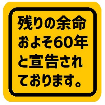 残りの余命およそ60年と宣告されてます マグネットステッカーの画像