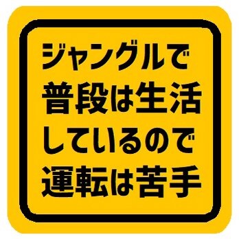 ジャングルで普段は生活してて運転は苦手 カー マグネットステッカーの画像