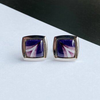 コメット 【アメジスト Amethyst】七宝焼のカフスボタン カフリンクス  純銀胎有線七宝の画像