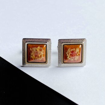 箔ちらし 【トパーズ Topaz】七宝焼のカフスボタン カフリンクス  純銀箔ちらし七宝の画像