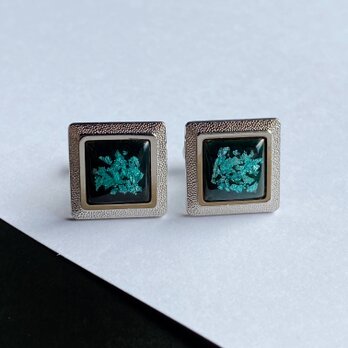 箔ちらし 【エメラルド Emerald】七宝焼のカフスボタン カフリンクス  純銀箔ちらし七宝の画像