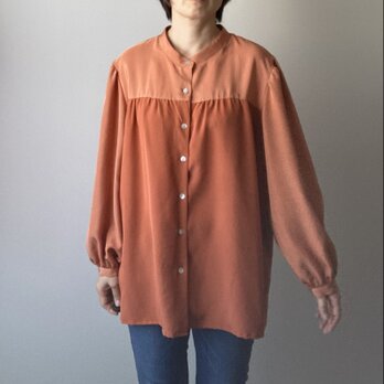 着物リメイクブラウス　オレンジ　