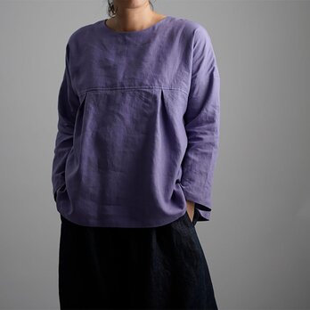 【wafu】Linen Top 超高密度リネン タックブラウス /藤紫(ふじむらさき) t011a-fjm1の画像