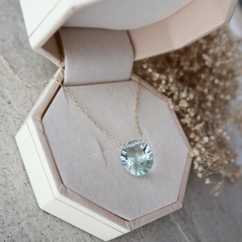 【K10】大粒！宝石質グリーンフローライトのオーバルネックレス(ミントグリーン)