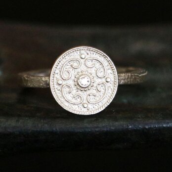 古代スタイル＊天然ダイアモンド　指輪＊7号　SVの画像