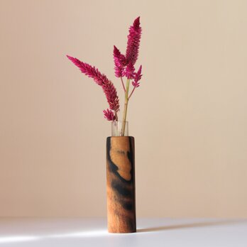 木の花瓶【ブラック＆ホワイトエボニー材】の画像