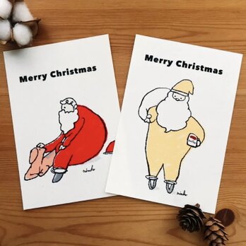 【クリスマスカード】赤と黄色＊サンタクロース＊ポストカードの画像