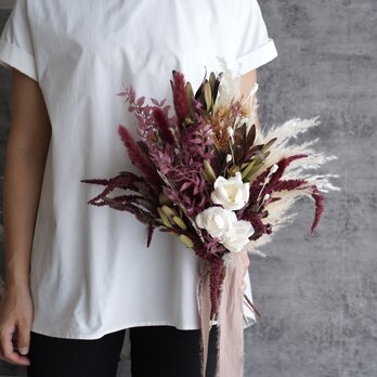 ドライフラワーブーケ　ボルドー