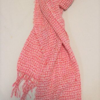 手織り ピンクショール SHA112B シルクファンシーヤーン キッドモヘア 軽量の画像