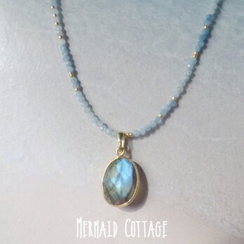 Big Labradorite Aquamarine Necklace☆ラボラドライト☆３WAYの画像