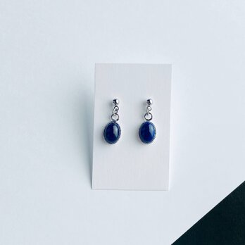 一粒ピアス【ネイビーブルー Navy Blue】 七宝焼のピアス 純銀張七宝の画像