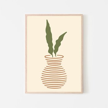テラコッタの植木鉢とサンスベリア / ポスター 写真 ミニマル イラスト クリエイティブ 植物 自然 ベージュ系 縦長の画像