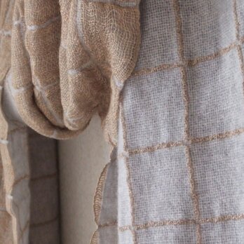 手織りカシミア＆コットンストール・・冬眠の画像