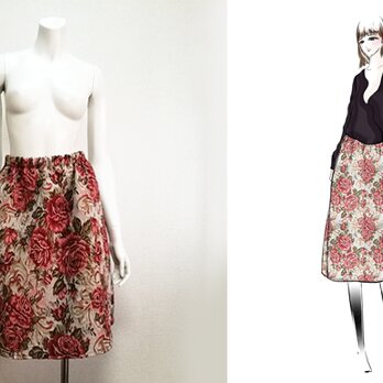 【1点もの・デザイン画付き】ゴブラン織りフレアースカート（KOJI TOYODA）の画像