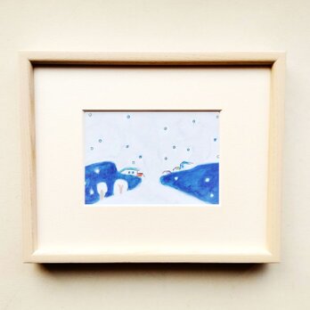 一点物｜原画「初雪」※木製額縁入り（インチサイズ）の画像