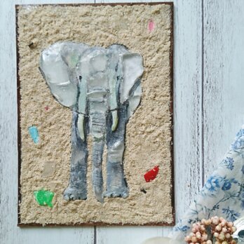 Seaglass & Plasticwaste Walldecoration 「ゾウ」の画像