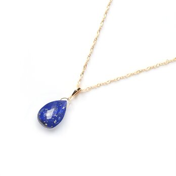 12月誕生石 K10 大粒ラピスラズリ(平ドロップ) ネックレスチャーム ~BOURGEON~（チェーンのセット購入できます）