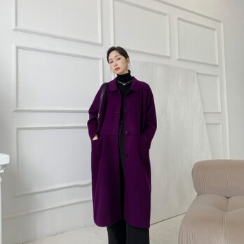 【全14色】　【ウール100％】　リバーシブル生地　手縫い　コート☆オーダーメイド可の画像