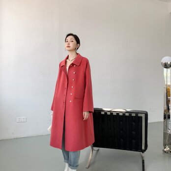 【全14色】　【ウール100％】　リバーシブル生地　手縫い コート☆オーダーメイド可の画像