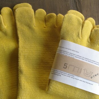 ５finger socks 24.5-26cm　かりやす染めー淡い黄色の画像