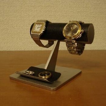 腕時計スタンド　機能的2本掛けブラック腕時計スタンドの画像